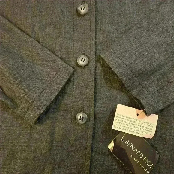 NWT Harve Benard 100% Linen Boho Long Sleeve Button Down Gray Size 4 - Picture 6 of 7